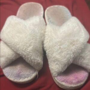 Fluffy White Slippers